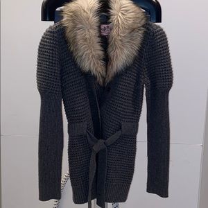 Juicy Couture Fur Collared Cardigan